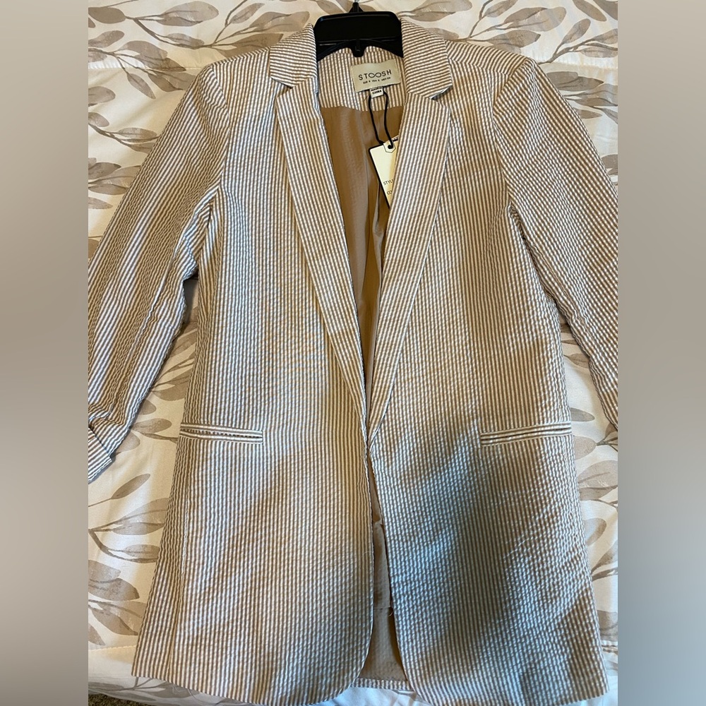 Seersucker Striped Blazer - Size S